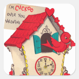 Cuckoo clock retro Vintage Valentine sticker