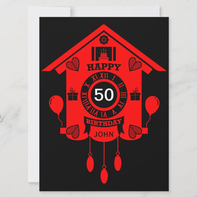 Cuckoo Clock Time Happy 50th Birthday (Front)