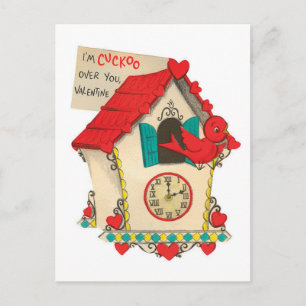 Cuckoo Over You Vintage Valentine Postcard