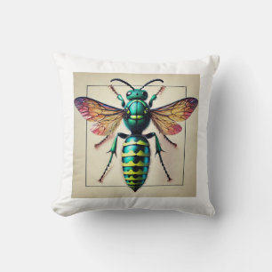 Cuckoo Wasp 050824IREF226 - Watercolor Throw Pillow
