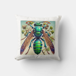 Cuckoo Wasp 070824IREF219 - Watercolor Throw Pillow