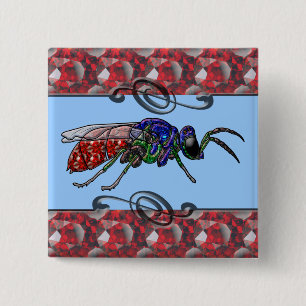 Cuckoo Wasp 2 Inch Square Button