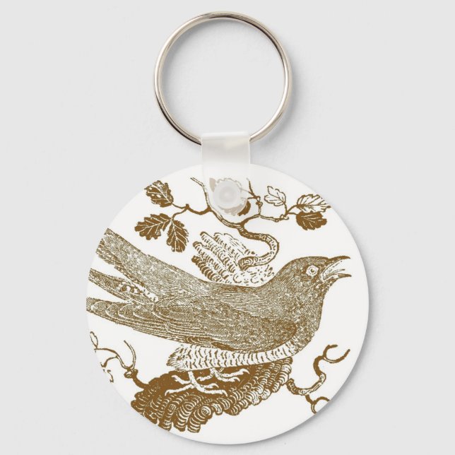Cuckoo Woodcut Keychain (Front)
