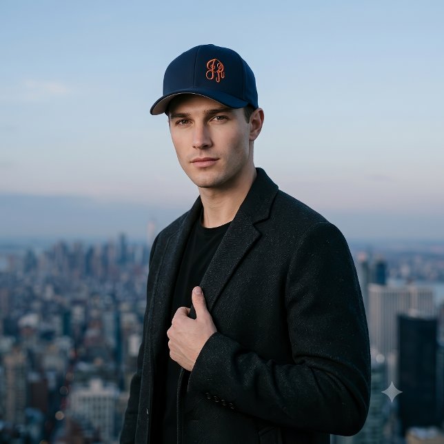 Cuctom Elegant Preppy Script Monogram JR Wool Embroidered Hat (Personalised monogram JR classic script embroidered baseball cap.)