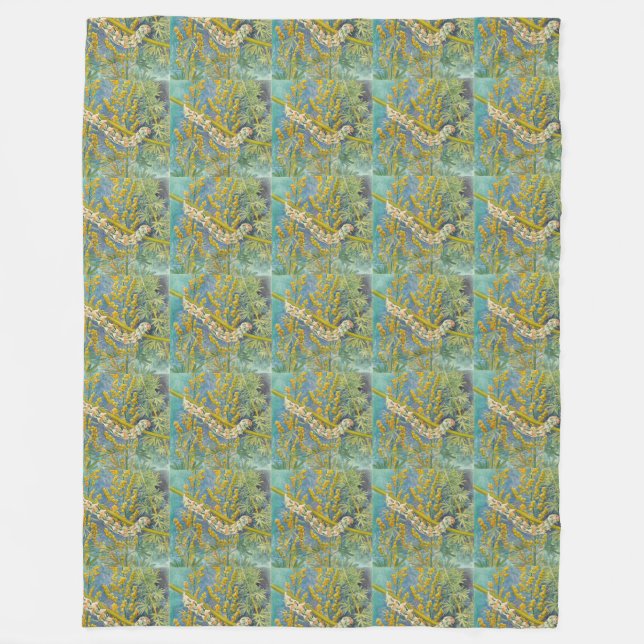 Cucullia Absinthii Wormwood Caterpillar  Fleece Blanket (Front)