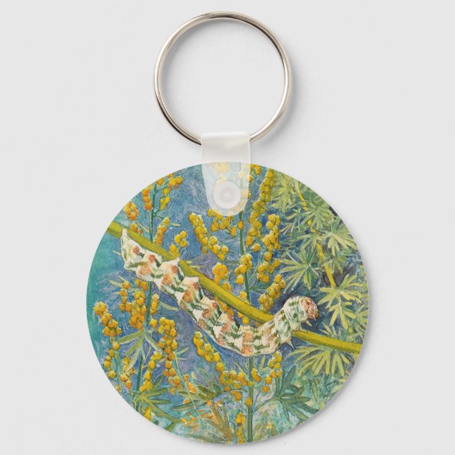Cucullia Absinthii Wormwood Caterpillar  Keychain (Front)