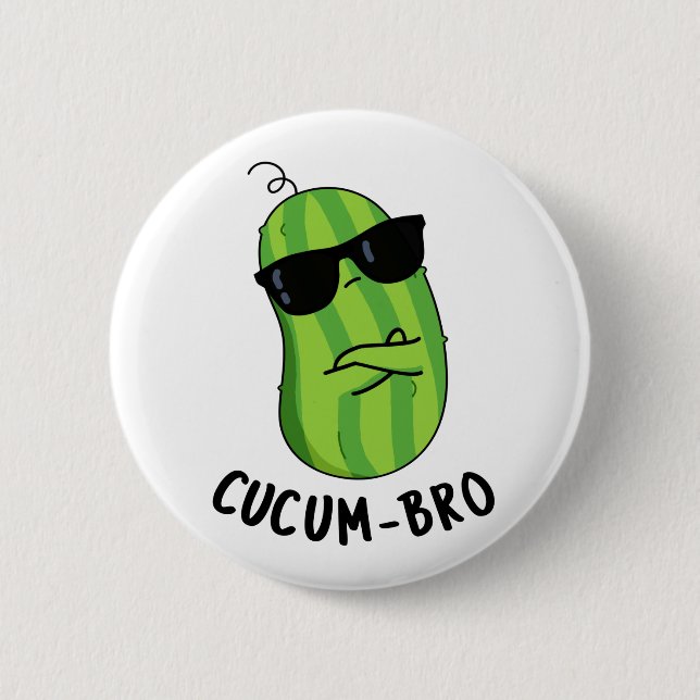 Cucum-bro Funny Veggie Cucumber Pun  2 Inch Round Button (Front)
