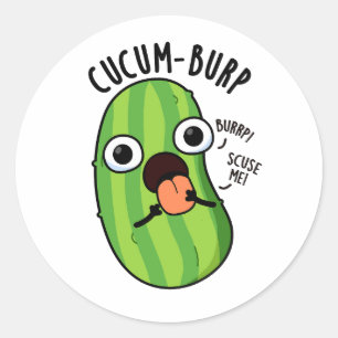 Cucum-burp Funny Cucumber Pun Classic Round Sticker