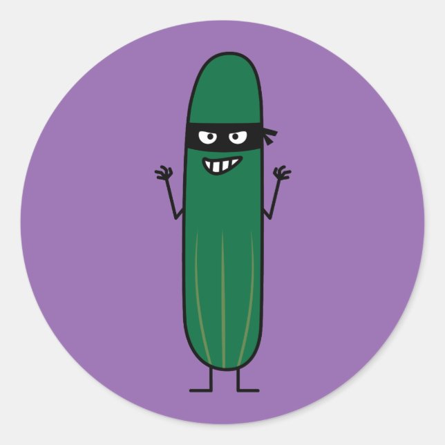 Cucumber Bandito Ninja Masked Sneaky Bandit Classic Round Sticker (Front)
