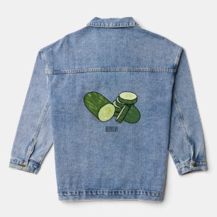 Cucumber cartoon illustration denim jacket