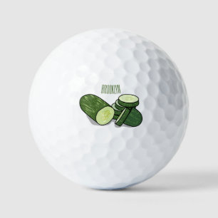 Cucumber cartoon illustration golf balls