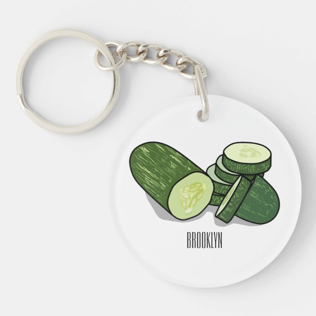 Cucumber cartoon illustration  keychain (Front)