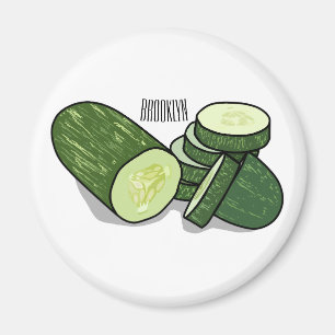 Cucumber cartoon illustration  magnet