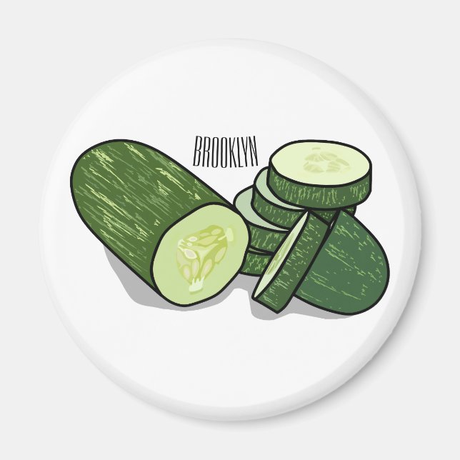 Cucumber cartoon illustration  magnet (Front)