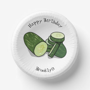 Cucumber cartoon illustration  paper plate