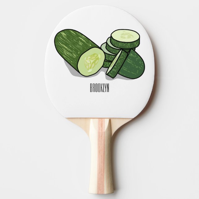 Cucumber cartoon illustration  ping pong paddle (Front)