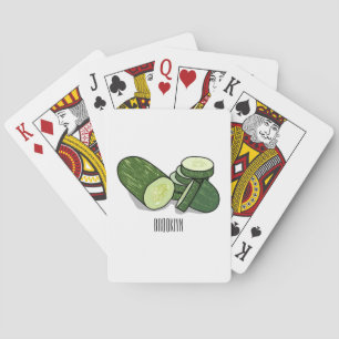 Cucumber cartoon illustration playing cards