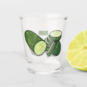 Cucumber cartoon illustration  shot glass