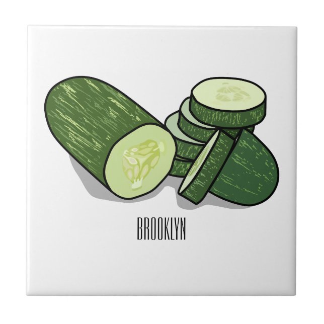 Cucumber cartoon illustration  tile (Front)