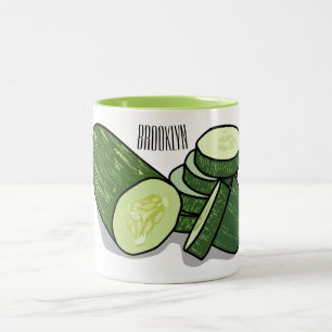 Cucumber cartoon illustration  Two-Tone coffee mug