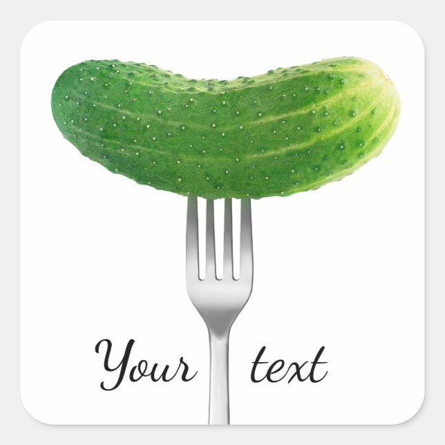 Cucumber on a fork square sticker (Front)
