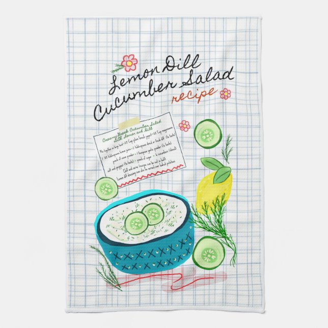 Cucumber Salad  Recipe Kitchen Towel (Vertical)