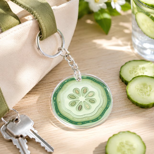Cucumber Slice  Keychain (Cucumber Keychain)
