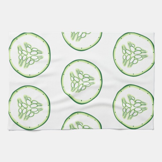 Cucumber slices pattern kitchen towel (Horizontal)
