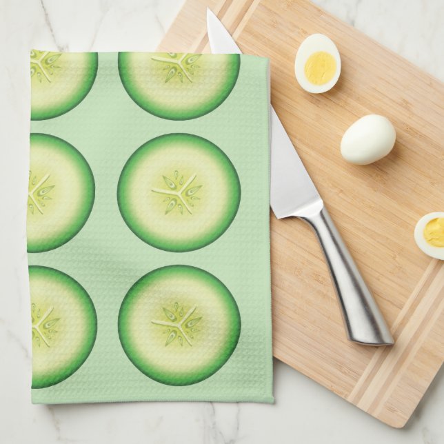 Cucumber Slices Pattern Kitchen Towel (Quarter Fold)