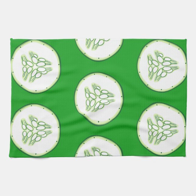 Cucumber slices pattern kitchen towel (Horizontal)