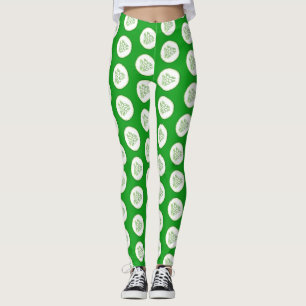 Cucumber slices pattern leggings