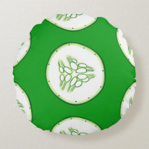 Cucumber slices pattern round pillow
