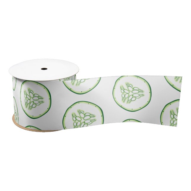 Cucumber slices pattern satin ribbon (Spool)