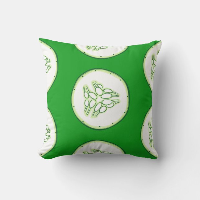 Cucumber slices pattern throw pillow (Front)
