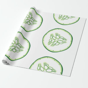 Cucumber slices pattern wrapping paper