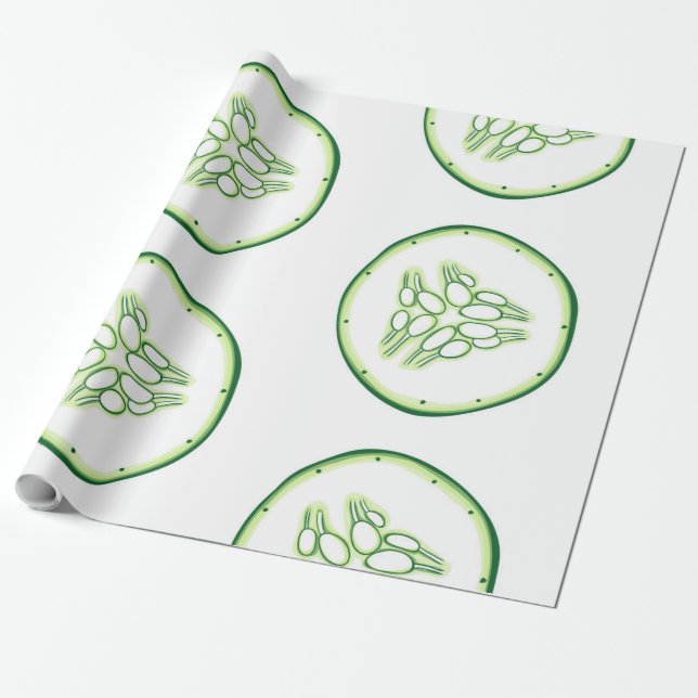 Cucumber slices pattern wrapping paper (Unrolled)