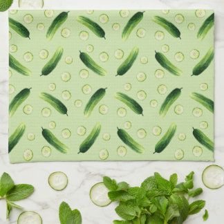 Cucumbers, cukes, green vegetables kitchen towel