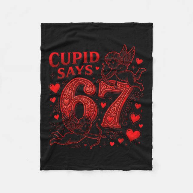 Cud Says 67 Cute Funny Valentines Day 6 7 Couple L Fleece Blanket (Front)