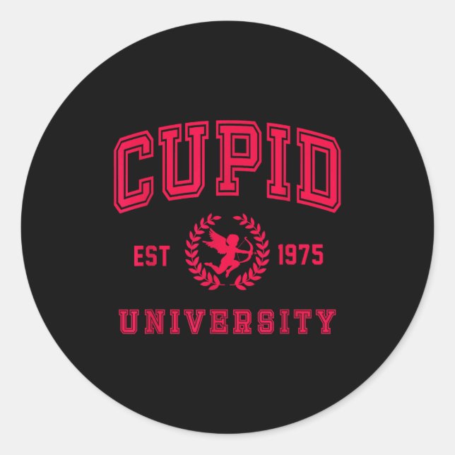 Cud University Cute Cherub Valentines Day Crest  Classic Round Sticker (Front)