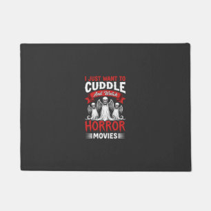 Cuddle and Watch Horror Movies Skeleton Halloween Doormat