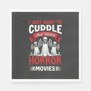 Cuddle and Watch Horror Movies Skeleton Halloween Napkin