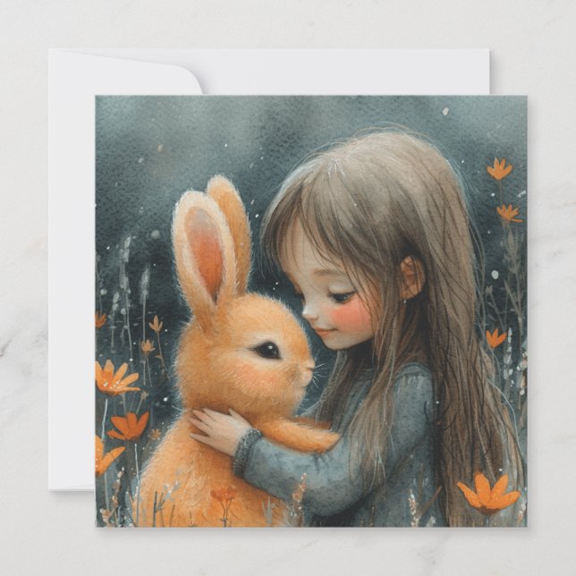 Cuddle Bunnies: Happy Wishes 🐰🐰Digital Holiday Card (Front)