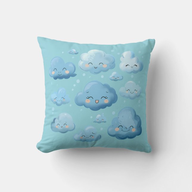 Cuddle Clouds Baby Bodysuit Throw Pillow (Front)