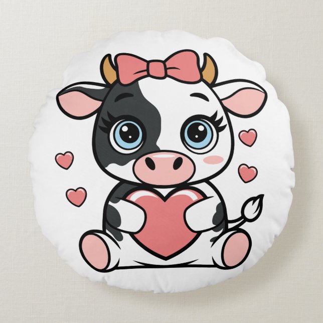 Cuddle Cow Round Pillow (Front)