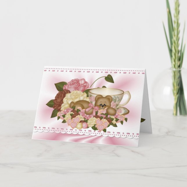 Cuddle Creek® Tea Time Teddy Greeting Card (Front)