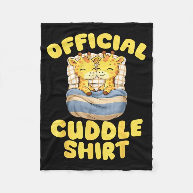 Cuddle Cute Giraffes Couple Valentine's Day  Fleece Blanket (Front)