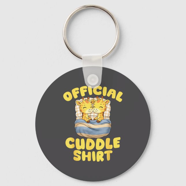 Cuddle Cute Giraffes Couple Valentine's Day  Keychain (Front)