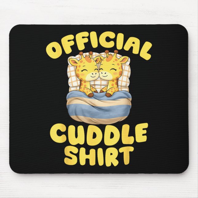 Cuddle Cute Giraffes Couple Valentine's Day  Mouse Pad (Front)
