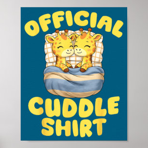 Cuddle Cute Giraffes Couple Valentine's Day  Poster