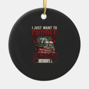 Cuddle Horror Movies Halloween Skulls Retro Tv Mon Ceramic Ornament